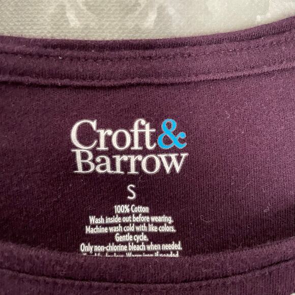 Croft & Barrow Purple Holiday Trim Long Sleeve Tee - Size Small - Christmas Top - Picture 4 of 5